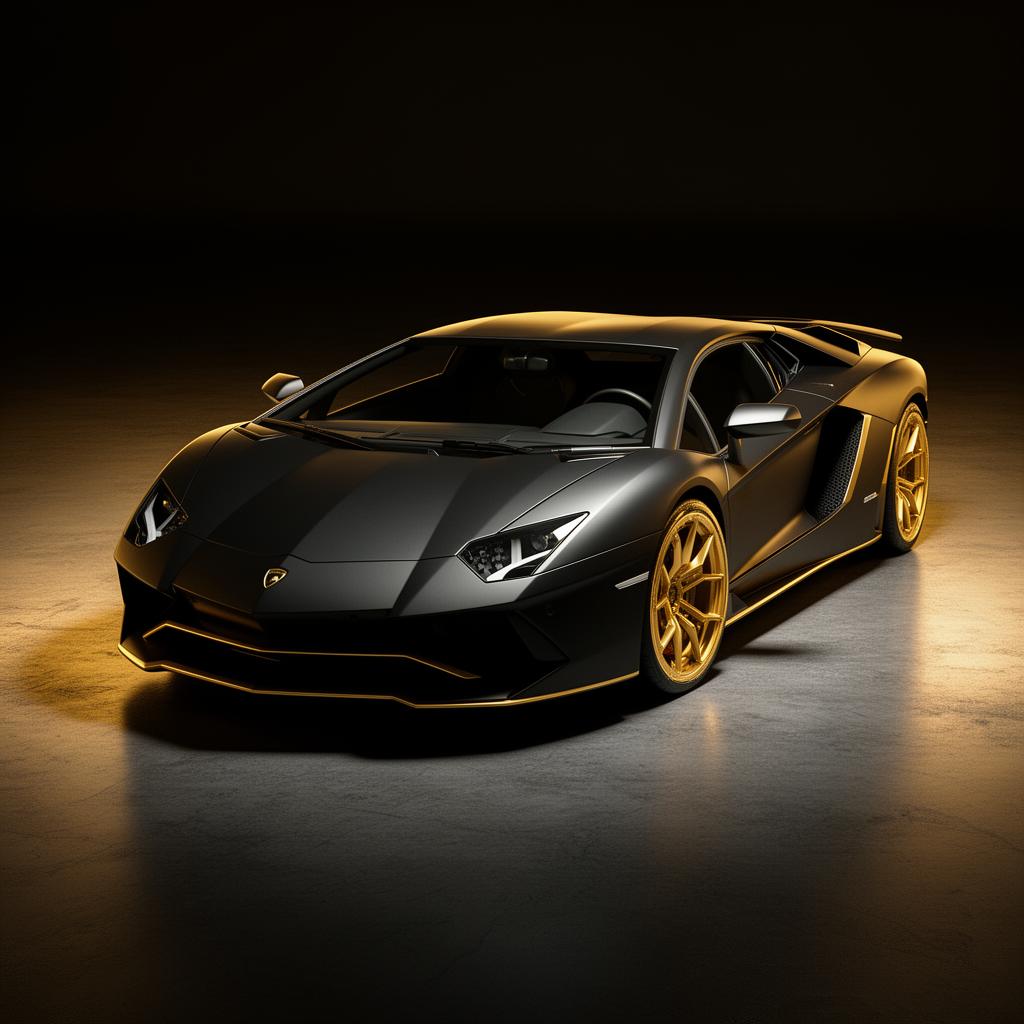 Aventador in matte black with gold accents