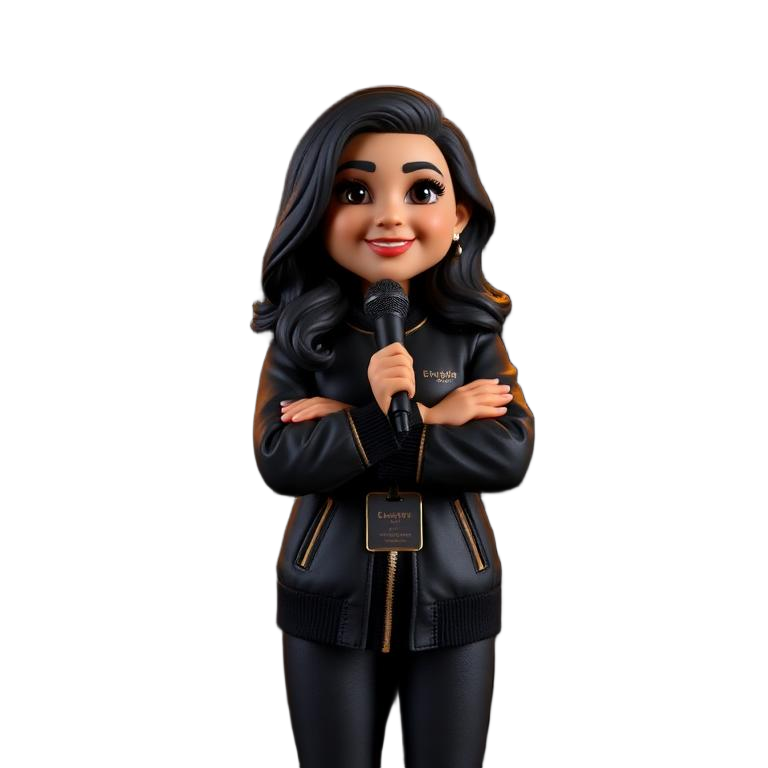Priya, HOA studio guide clay figure, arms crossed