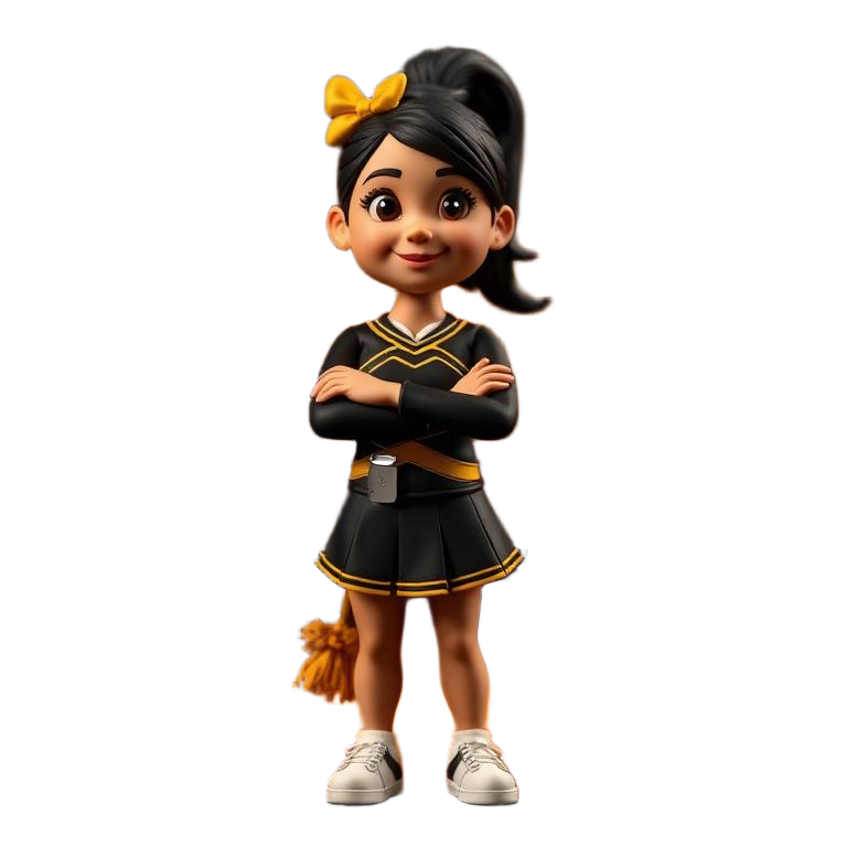 Skye, HOA studio guide clay figure, arms crossed
